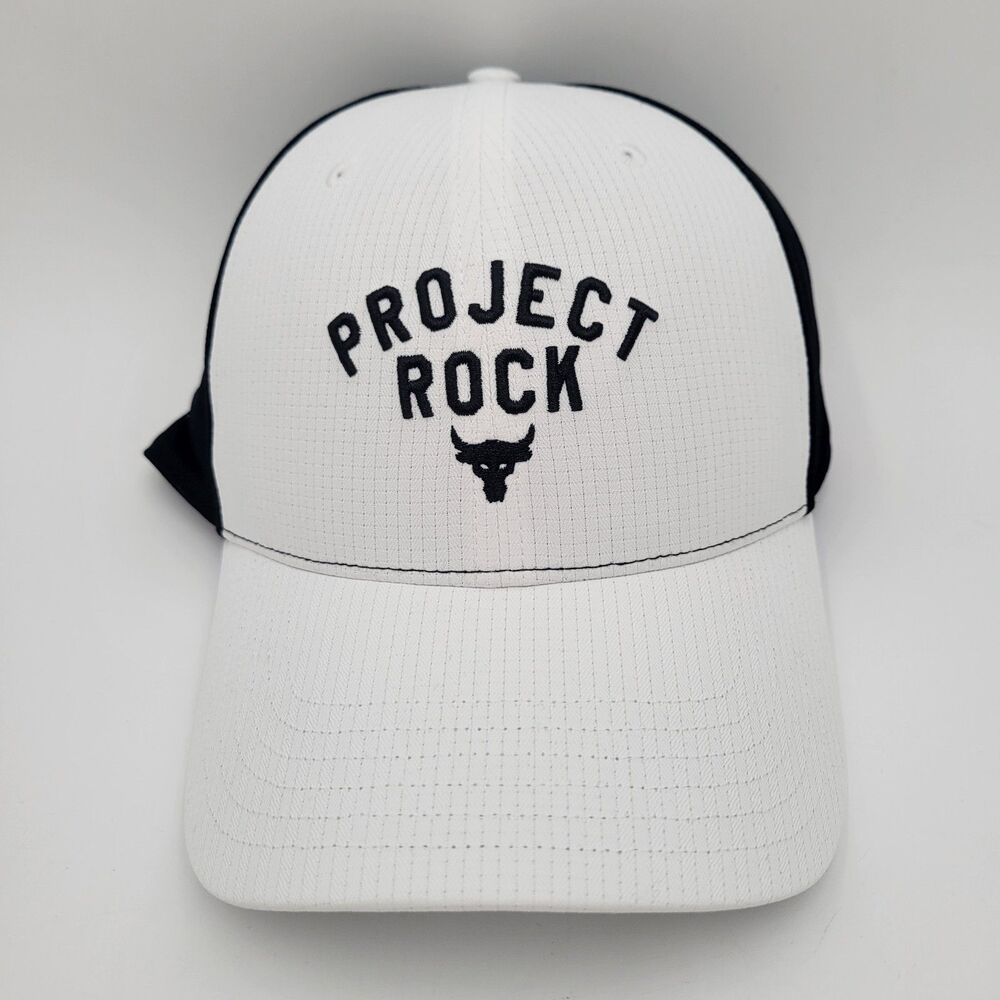 Under Armour Project Rock Trucker Snapback Hat White Black Size OSFM
